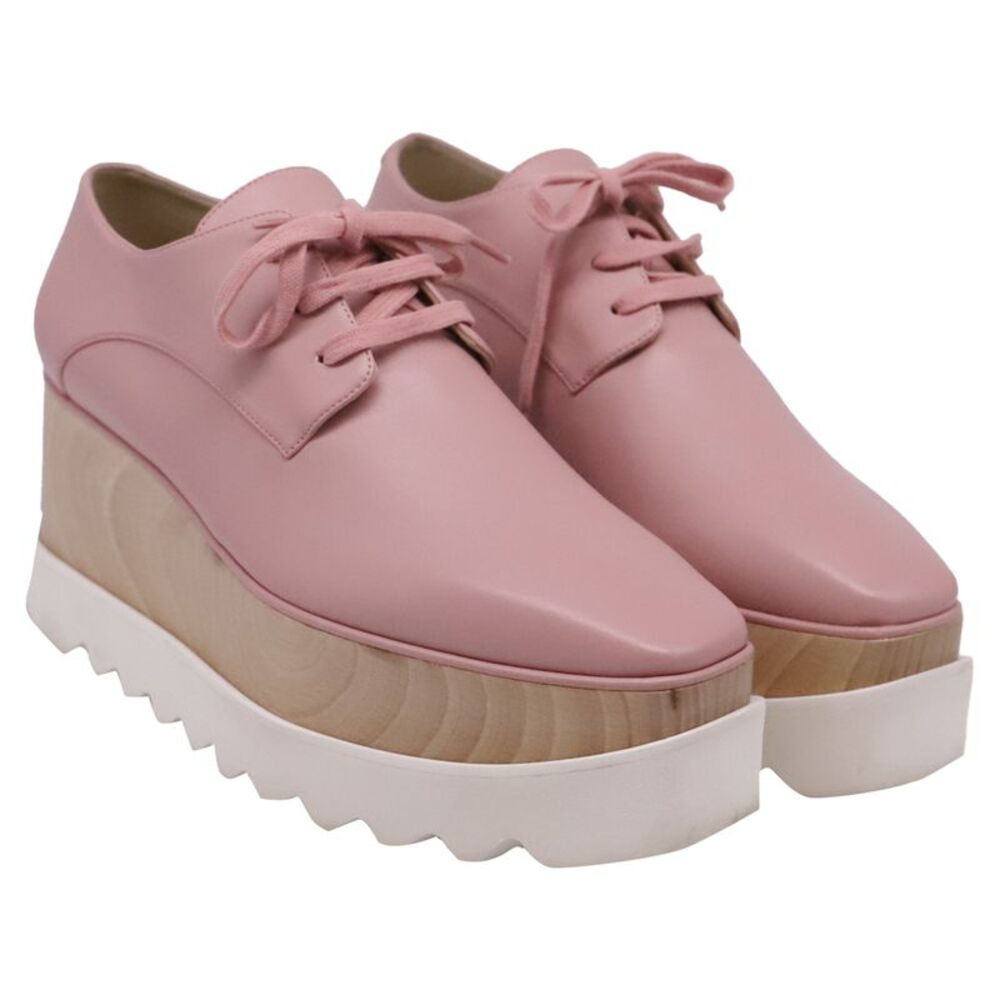 Stella McCartney Elyse Platform Wedge Shoes in Pink Leather - Picture 4 of 10